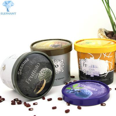 Eco Friendly Ice Cream Paper Cup Bowl Shape Embossing Varnishing